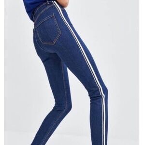 Zara High Rise Denim Side Stripe Jegging Pants